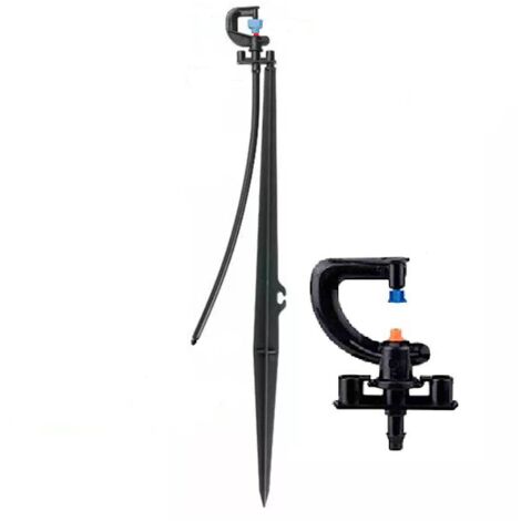 Micro-arroseur d'irrigation 360º – Débit 35-120 l/h – Rayon 1,2 à 2 m – Pression 1,5 à 3 bars – Piquet 30 cm inclus