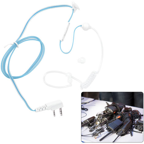 Micro-casque mains-libres avec interrupteur PTT et réduction des rayonnements pour talkie-walkie Baofeng 888S/5R/6R - Version bleue