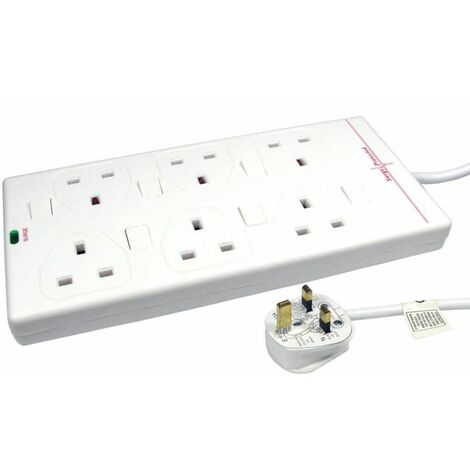 Micro-Connect Multiprise Moderne blanc 6 prises type G