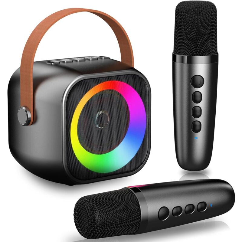 Micro Karaoke Enfant avec 2 Microphone, Mini Karaoke Machine Micro Enfant Haut Parleur Bluetooth, Cadeau Anniversaire Enfant Cadeau Garçons Jouets