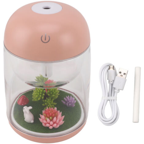 Micro Landscape Humidifier Cute Quiet 2 in 1 Ultrasonic Essential Oil Diffuser Humidifier for Bedroom Office Car Pink