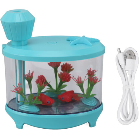 Micro Landscape Humidifier Fish Tank Modeling Ultra Sound USB Low Noise Essential Oil Aromatherapy Humidifier for Car Bedroom Study Room Blue