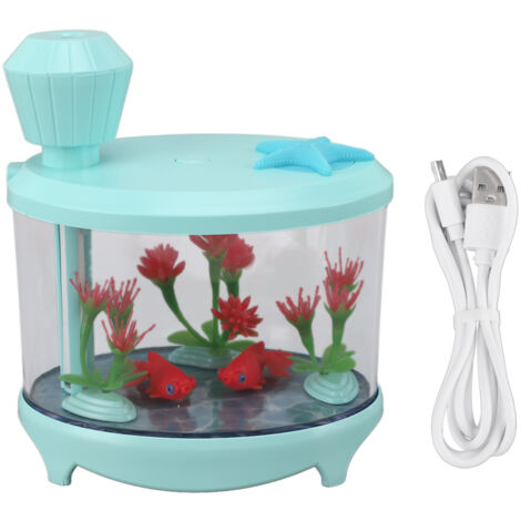 Micro Landscape Humidifier Fish Tank Modeling Ultra Sound USB Low Noise Essential Oil Aromatherapy Humidifier for Car Bedroom Study Room Green