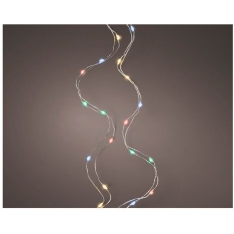Micro Led luce fissa argento/m.color 495cm 100L a batteria