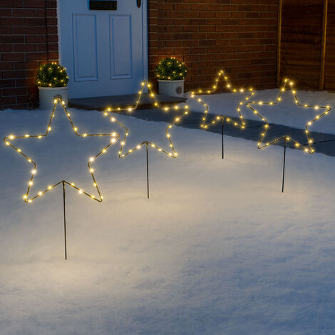 Christmas Star Path Lights Micro LED Outdoor Flashing LED Set Of 4 Christow