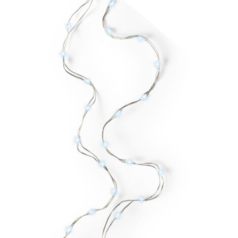 Micro luces LED fijas 195 cm, 40 LED plateados