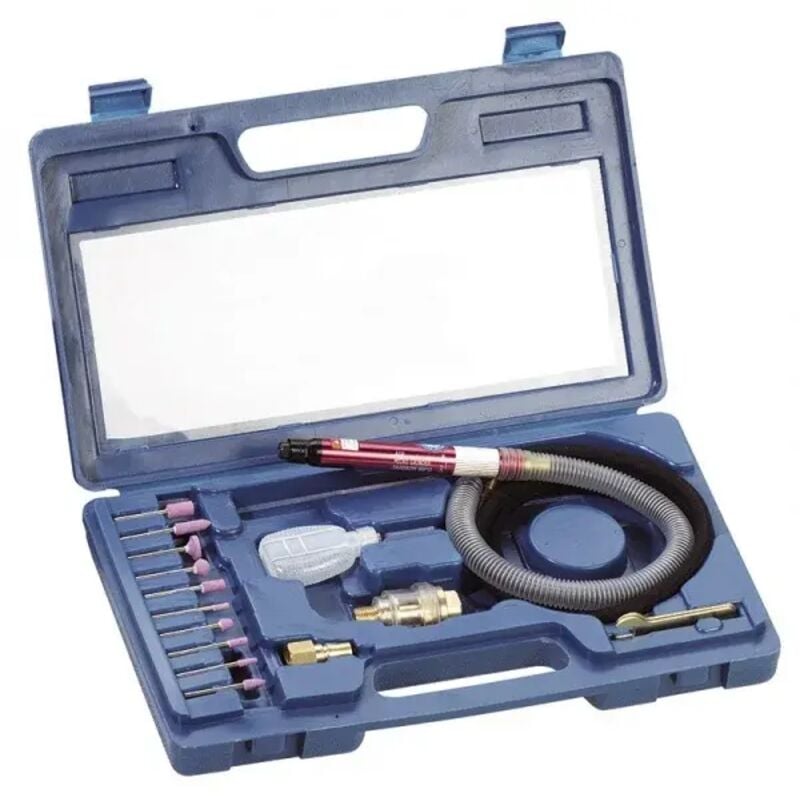 Fervi - 0641 Micro-meuleuse pneumatique flexible avec accessoires 15 Pcs.