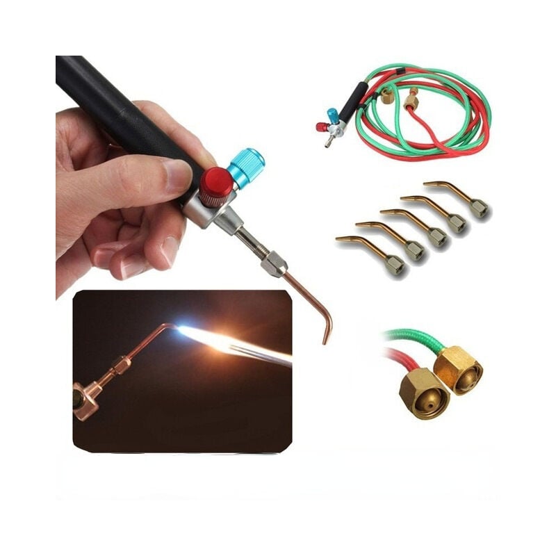 Gotrays - Micro micro gaz petite torche torche torche bouteille d'oxygène, torche avec 5 embouts pour tuyaux - bijoux commercial acétylène