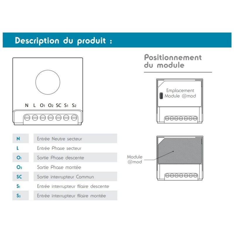 Micro-module récepteur pour volets roulant et store pour commande à distance - Avidsen - 970290