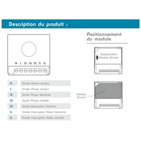 Micro-module récepteur pour volets roulant et store pour commande à distance - Avidsen - 970290