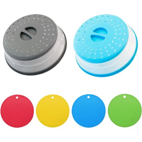 protection anti-éclaboussures pour micro-ondes Sans BPA Uposao Lot de 2 couvercles de micro-ondes pliables avec passoire Couvercle pour micro-ondes pour fruits et légumes 
