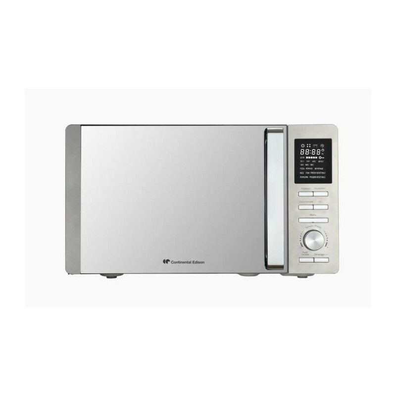 Continental Edison - Micro-ondes combiné CEMO25SG13S3 - Silver - 25 l - Porte Miroir - 900 w - Grill 1000 w - Convection 1000