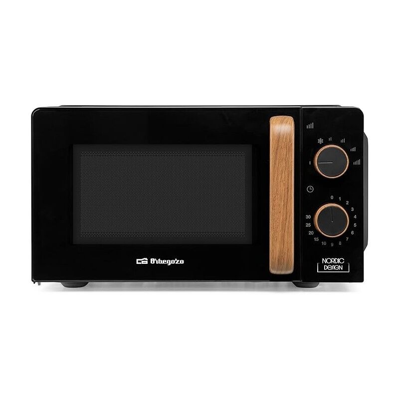 Micro-ondes d'une capacité de 20 litres, 6 niveaux, minuterie jusqu'à 30 minutes, puissance 700 w, noir, 44,6x24,3x35 cm