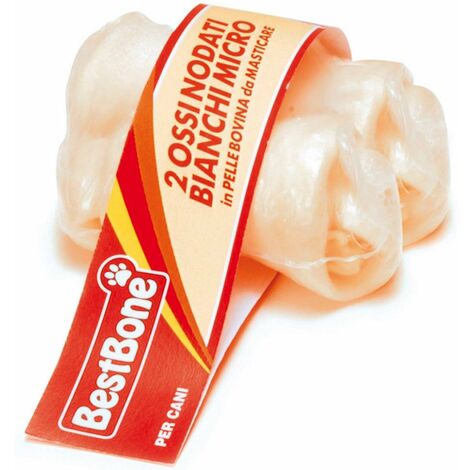 Micro os blanc en cuir de vachette thermorétractable pour chiens