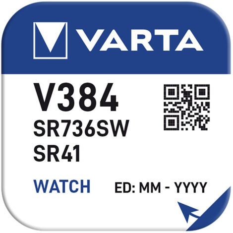 Micro Pile Bouton Varta Silver Sr41 - V384 1,55v (BLISTER 1 Unit)  Ø7,9x3,6 Mm