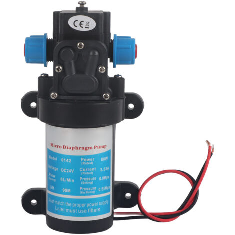 Micro pompe à membrane électrique haute pression DC auto-aspiration Boost nettoyage de lavage de voiture 6L/min (24 V (0142HB‑24‑80F))