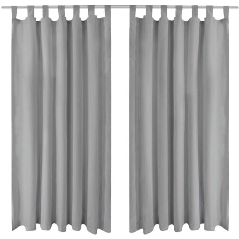Micro Satin Curtains 2 Pcs With Loops 140x175 Cm Grey