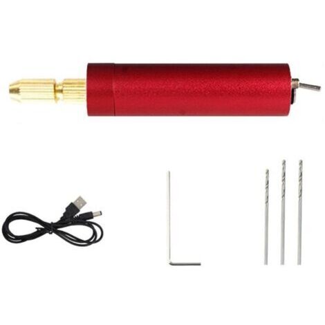 Micro Set de perceuse électrique pour la résine mini perceuse électrique pour la fabrication de bijoux kit d'étai à broches électriques poignée électrique portable bricolage rouge