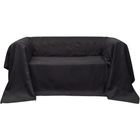 Micro-Suede Sofaüberwurf Tagesdecke Anthrazit 270 x 350 cm vidaXL