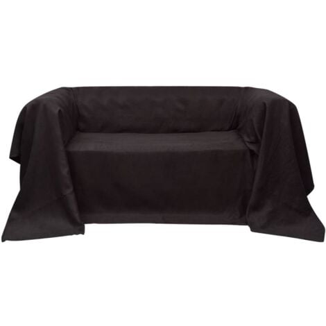 TORANA Micro-Suede Sofaüberwurf Tagesdecke Braun 270 x 350 cm