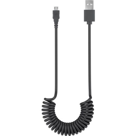 Micro-USB Lade- und Synchronisationskabel, Spiralkabel, für Android-Geräte, schwarz.