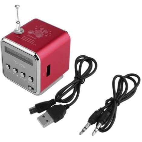 Micro Usb Portable Mini Stéréo Super Basse Haut-Parleur Musique Mp3 - 4 Radio Fm, Rouge