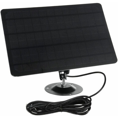 Micro-USB-Solarpanel 10 W 5 V 2000 mAh 360-Grad-Drehung Wasserdichtes an der Wand befestigtes monokristallines Silizium-Solarpanel für USB-Kamera, Schwarz