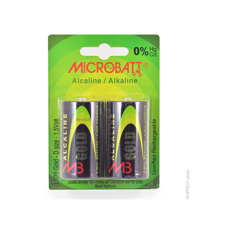 

Microbatt - Pila alcalina blister x2 MB LR20 - D 1.5V 19.76Ah