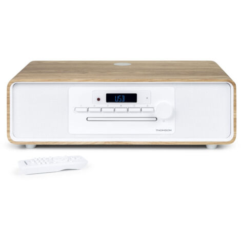 Microchaîne Bluetooth - THOMSON - Blanche et Noire - Radio FM/CD/MP3/USB, 60W, Égaliseur