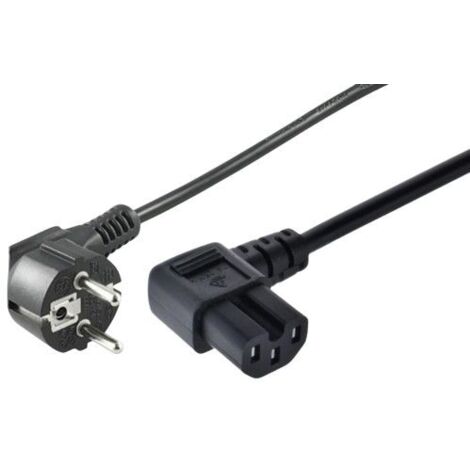 MicroConnect CEE 7/7 Stromkabel - Abgewinkelt C15, 3m, Schwarz, MC-JT008/HT3W-H05VV-F-3.0