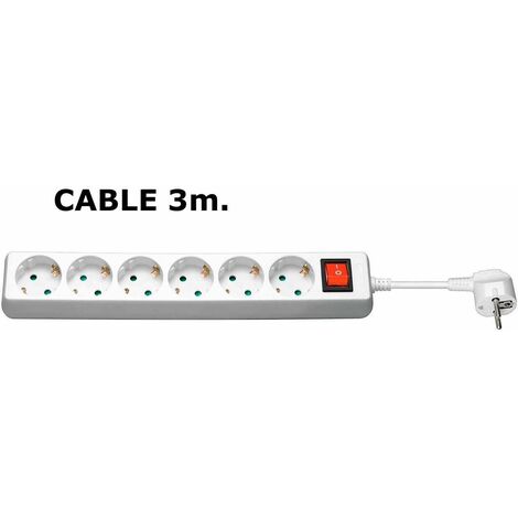 MicroConnect GRU0063W - 3 m - 6 sortie(s) CA - Type F - Blanc - Blanc - 1 pièce(s)