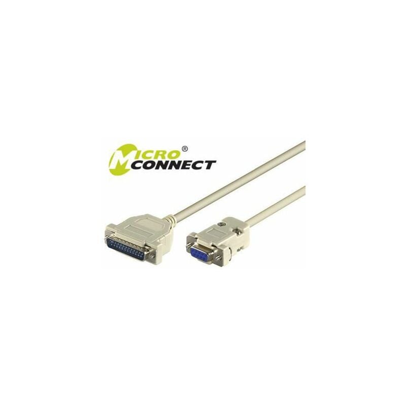 DB-9/DB-25 m/f 3m - Serielles Kabel (Grau, 3 m, DB-9, DB-25, Stecker/Kupplung, Grau) - Microconnect