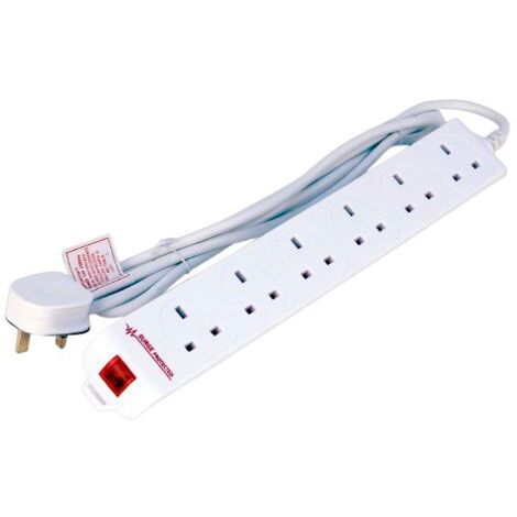 Microconnect MC-UKSURGESTRIP6-2M base múltiple 6 salidas AC Interior Blanco