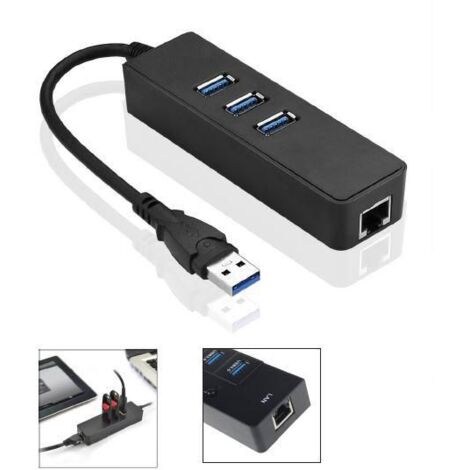 Microconnect MC-USB3.0HUBWETH interface hub USB 3.0 (3.1 Gen 1) Type-A Noir - Hub (USB 3.0 (3.1 Gen 1) Type-A, RJ-45,USB 3.0 (3.1 Gen 1) Type-A, Noir, Gigabit Ethernet, 1 pièce(s))
