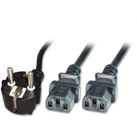 MicroConnect PE011318 - 1,8 m - Male connector / Female connector - Prise d'alimentation type F - Coupleur 2 x C13 - Noir