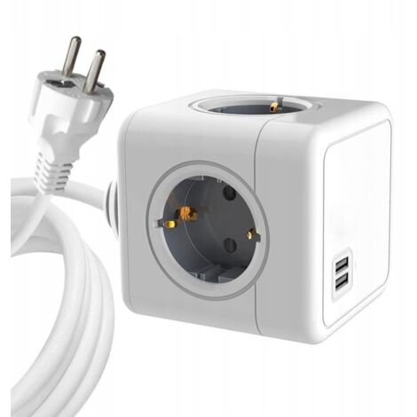 MicroConnect PowerCube 4 enchufes Schuko 2xUSB blanco