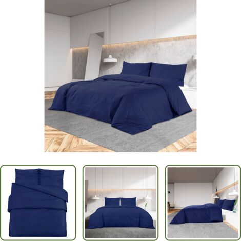 Microfibra -  Set Copripiumino Blu Marino 135x200 cm in Microfibra Leggera
