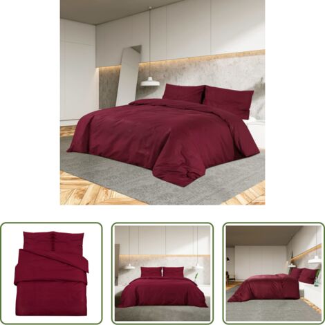 Microfibra -  Set Copripiumino Bordeaux 200x200 cm in Microfibra Leggera