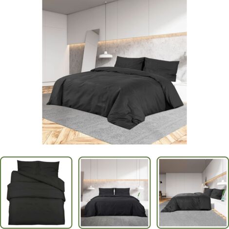 Microfibra -  Set Copripiumino Nero 140x200 cm in Microfibra Leggera