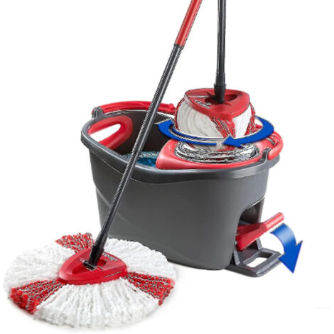 Microfibre Mop Pad - Foot-Operated Wringer System - Compatible With Swivel Mops - For Hard Floor Cleaning - 2 Pieces
