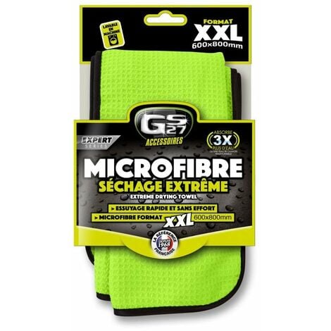 Chiffon microfibre XXL pour entretien de la voiture, intérieur et  extérieur, anthracite/vert, 30x70 cm