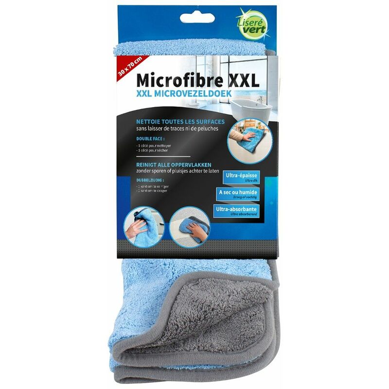 Microfibre XXL Liseré Vert spéciale ménage - Bleu