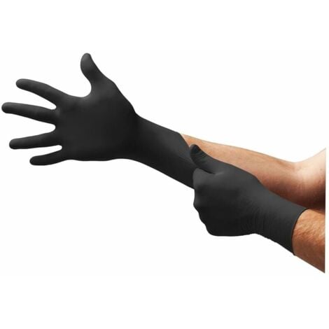 AUTRES Microflex 93-852, Gants Jetables En Nitrile, Sans Latex Ni Poudre, Pour Contact Alimentaire, Usages Variés, Protection Mécanique et Chimique, Gants À Usage Unique, Noirs, Taille L (100 Gants)
