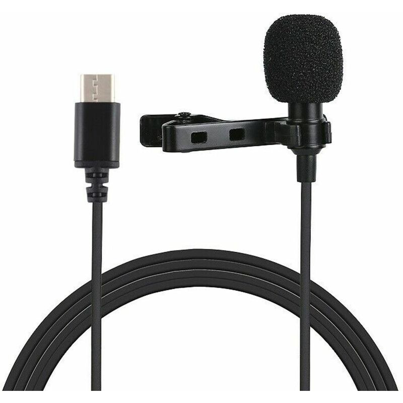 Image of Driwei - Microfono clip usb tipo c smartphone bavero 2 metri video conferenze LD-9189