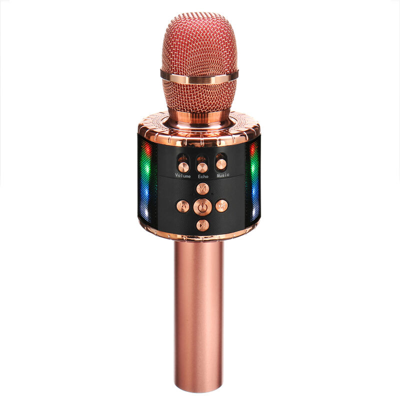 

Micrófono de karaoke inalámbrico Bluetooth con luces LED multicolores para Android iPhone iPad PC