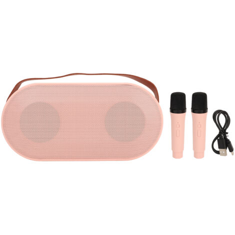 Microfono e altoparlante Bluetooth, design carino, luce ambientale, altoparlante wireless portatile ad alta potenza per casa e feste, rosa, doppio microfono, batteria: 1000 mAh
