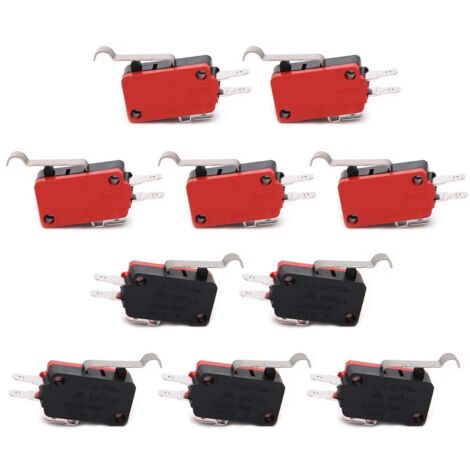 Microinterruptor de límite momentáneo de brazo doblado SPDT de acción rápida (lote) para Arduino, 250 V, 16 A, V-154-1C25, paquete de 10