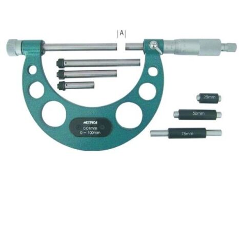 Micromètre à enclumes interchangeables METRICA 44040 – Mesure de 0 à 100 mm précise et polyvalente