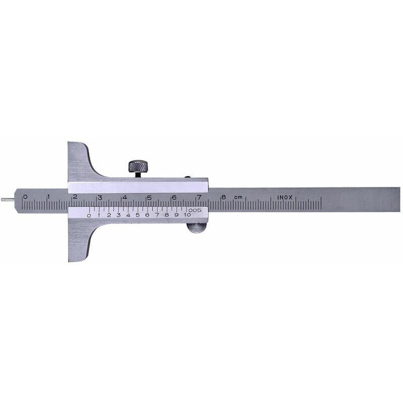 Limit - Jauge de profondeur en acier inoxydable chromé mat 1/20 mm DIN862 avec pointe en acier trempé remplaçable 200 mm DEPVP200