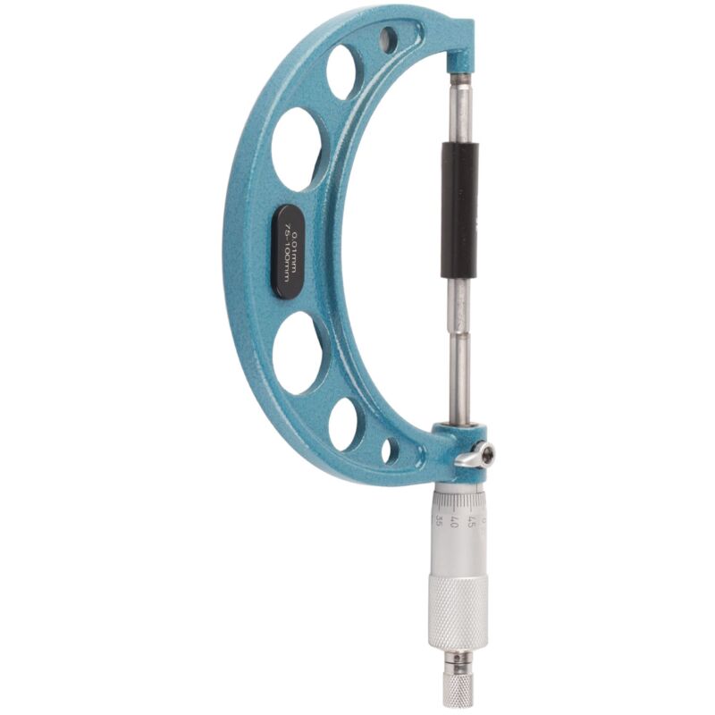 Treetalk - Micromètre extérieur en acier inoxydable, outil de mesure d'épaisseur de haute précision avec clé 0,01 mm 75-100 mm